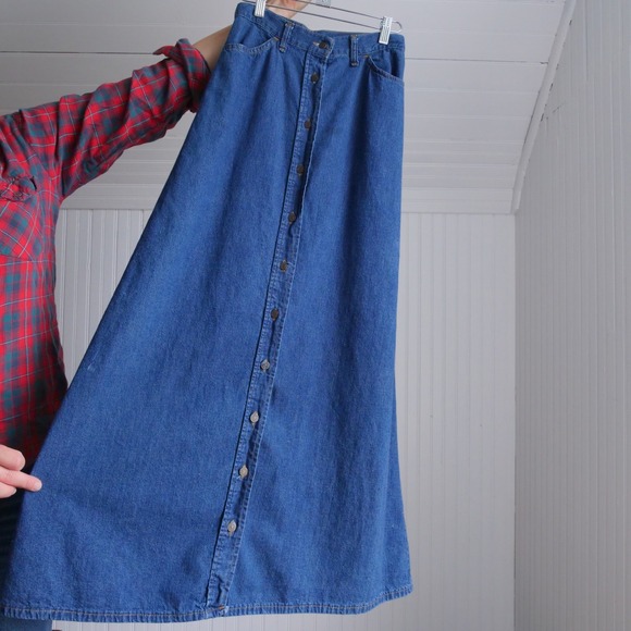 True Vintage Dresses & Skirts - Great 70s orange tab Levi's denim‎ maxi skirt